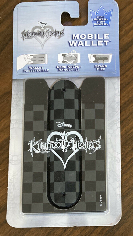 Disney Kingdom of Hearts 3 in 1 Universal Mobile Wallet Black & Gray Checker image 0
