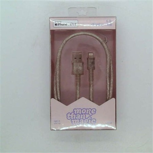 More Than Magic- 6' Lightning to USB-A Round Glitter Cable - Silver image 0
