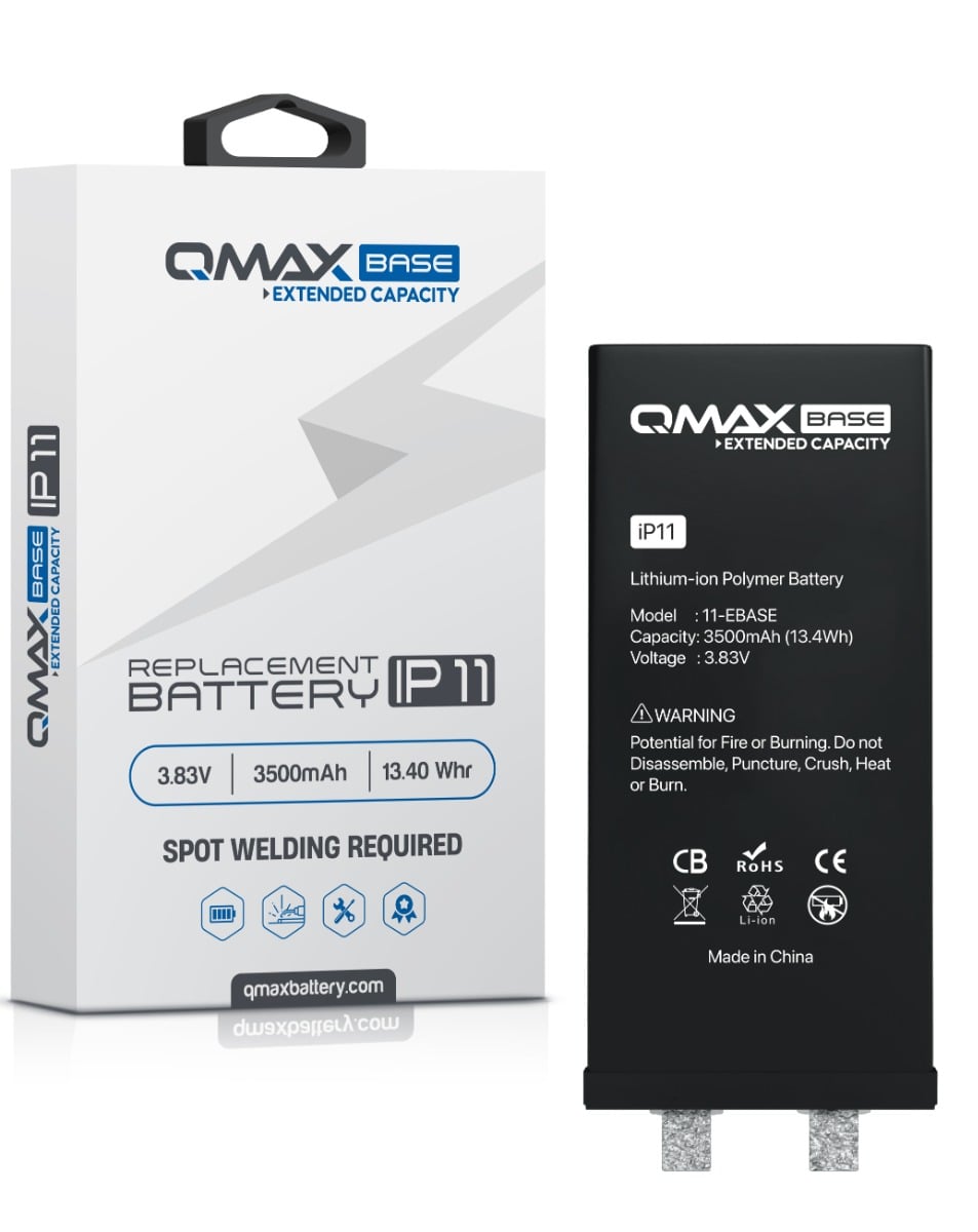 QMAX Base Extended Capacity Replacement Battery for iPhone 11 (Spot Weld Required) (3500 mAh) (Only Ground Shipping)
