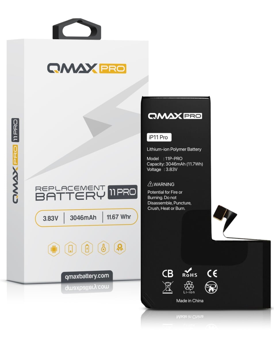 QMAX Pro Replacement Battery for iPhone 11 Pro (3046 mAh) (Only Ground Shipping)