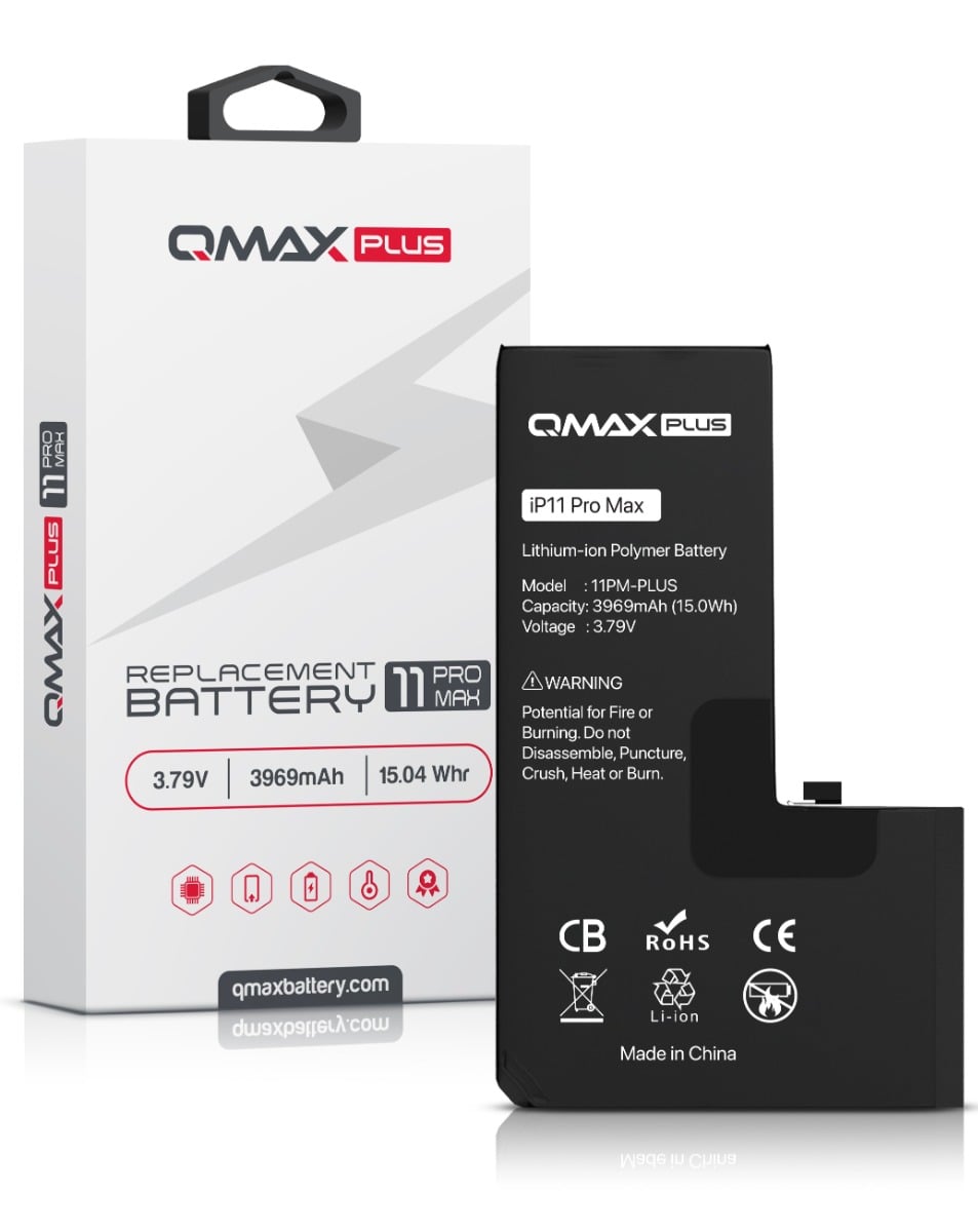 QMAX Plus Replacement Battery for iPhone 11 Pro Max (3969 mAh) (Only Ground Shipping)