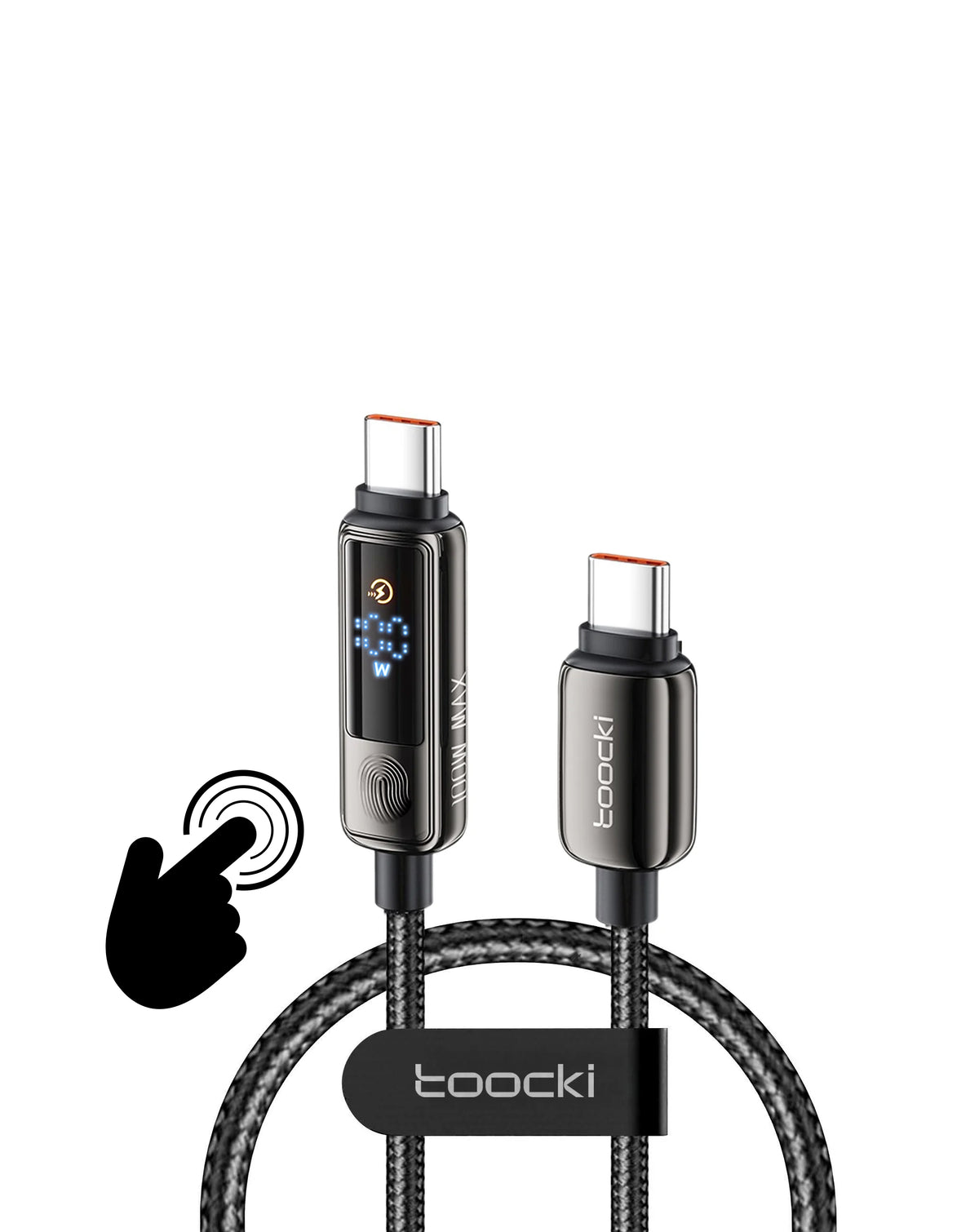 Toocki Touch Display USB C-C Super Fast Charging Data Cable with Display (GRAY) (100W) (3ft) (Only Ground Shipping)