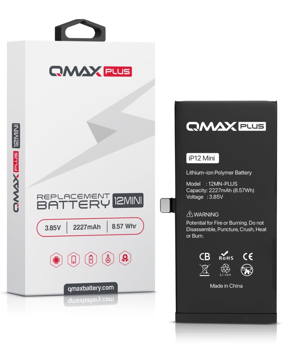 QMAX Plus Replacement Battery for iPhone 12 Mini (2227 mAh) (Only Ground Shipping)