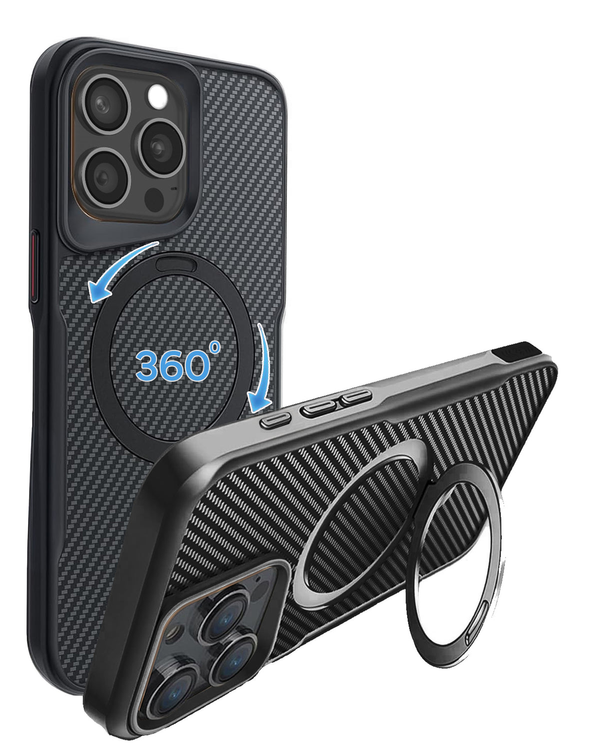 Premium Quality Magnetic Protective Case with 360 Rotating Ring Stand for iPhone 13 Pro Max (BLACK) (Only Ground Shipping)