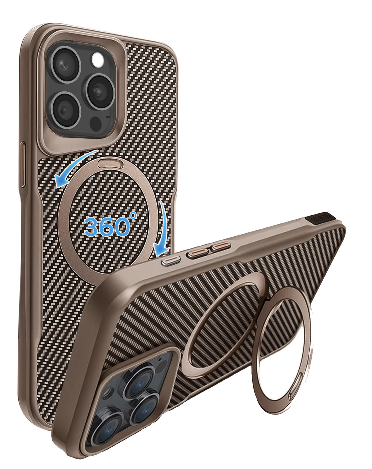 Premium Quality Magnetic Protective Case with 360 Rotating Ring Stand for iPhone 13 Pro Max (GOLD) (Only Ground Shipping)