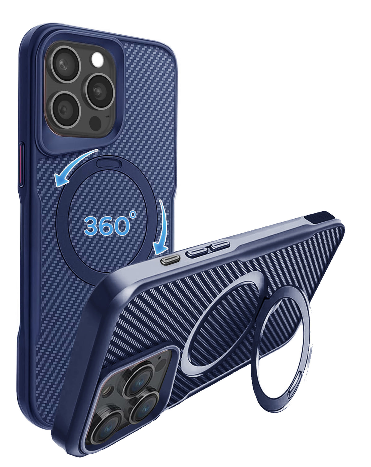 Premium Quality Magnetic Protective Case with 360 Rotating Ring Stand for iPhone 13 Pro Max (NAVY) (Only Ground Shipping)