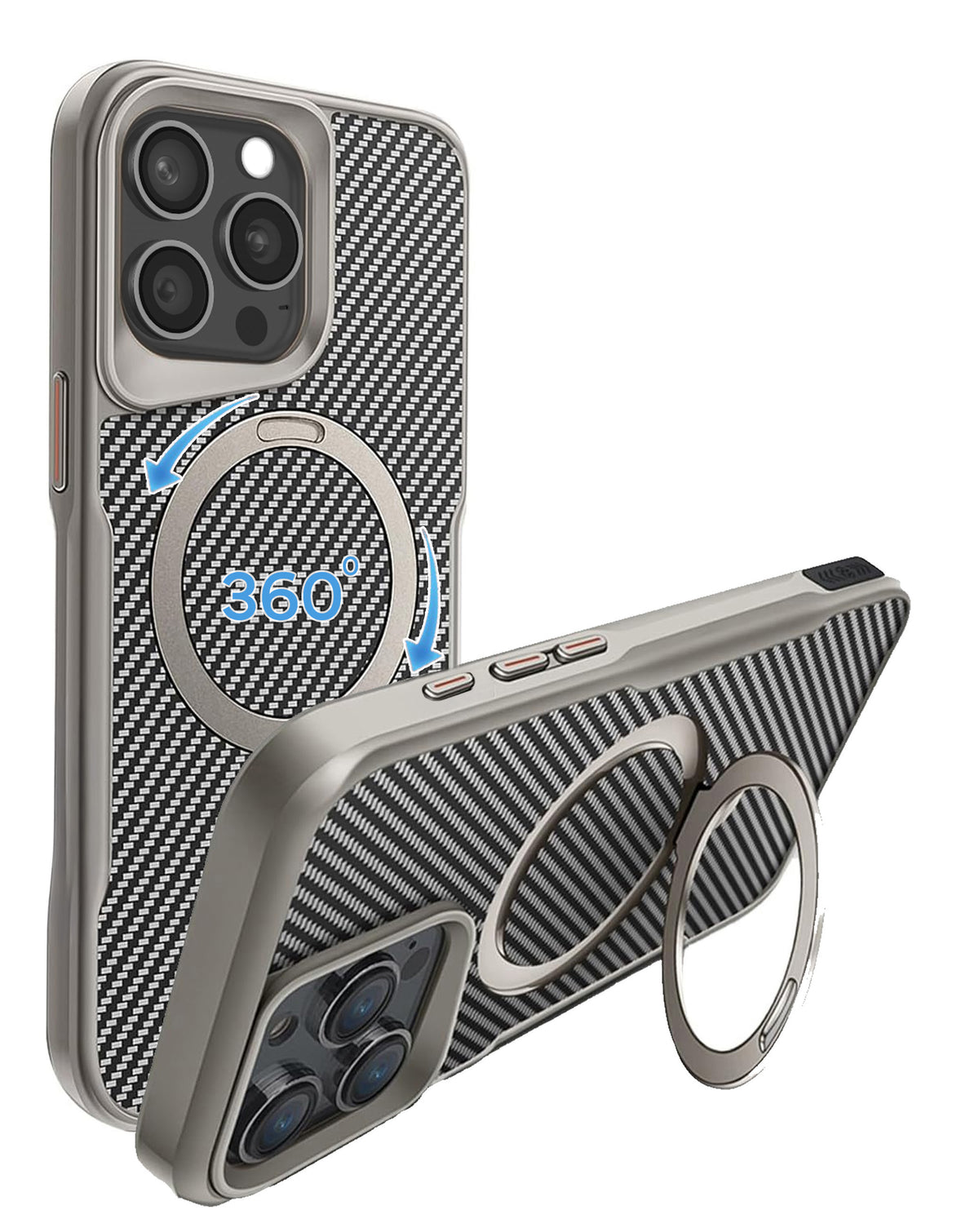 Premium Quality Magnetic Protective Case with 360 Rotating Ring Stand for iPhone 13 Pro Max (SILVER) (Only Ground Shipping)