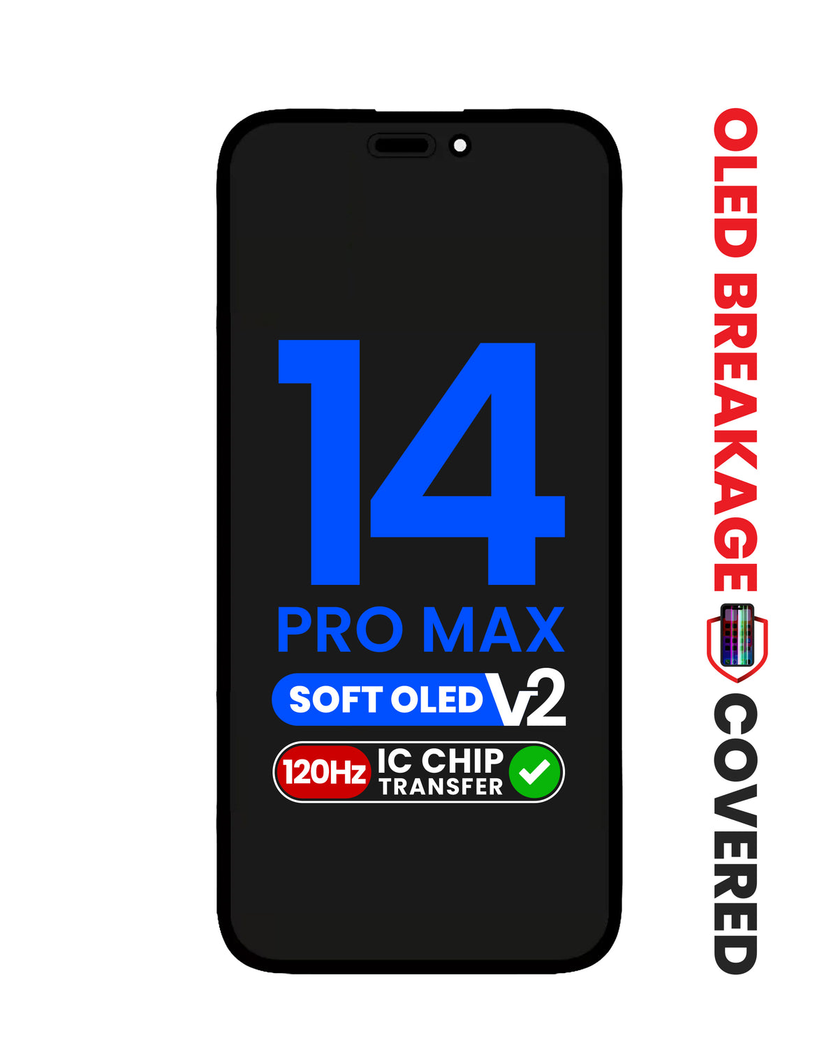 OLED Assembly for iPhone 14 Pro Max (Aftermarket Soft / QV8 / 120HZ (IC Transfer Eligible) (Exclusive OLED Breakage Warranty)