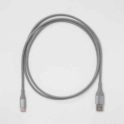 heyday 4' USB-C to USB-A Round Cable - Cool Gray/Silver image 0