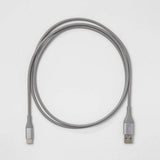 heyday 4' USB-C to USB-A Round Cable - Cool Gray/Silver image 0