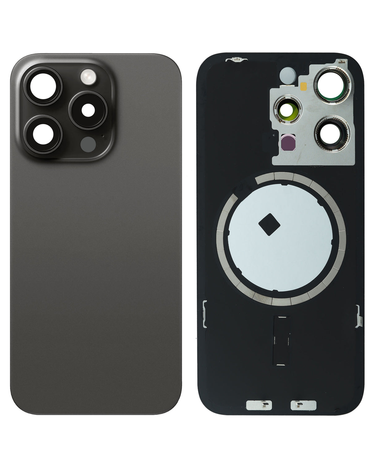 Back Glass with MagSafe Magnet for iPhone 15 Pro (NO LOGO) (BLACK TITANIUM)