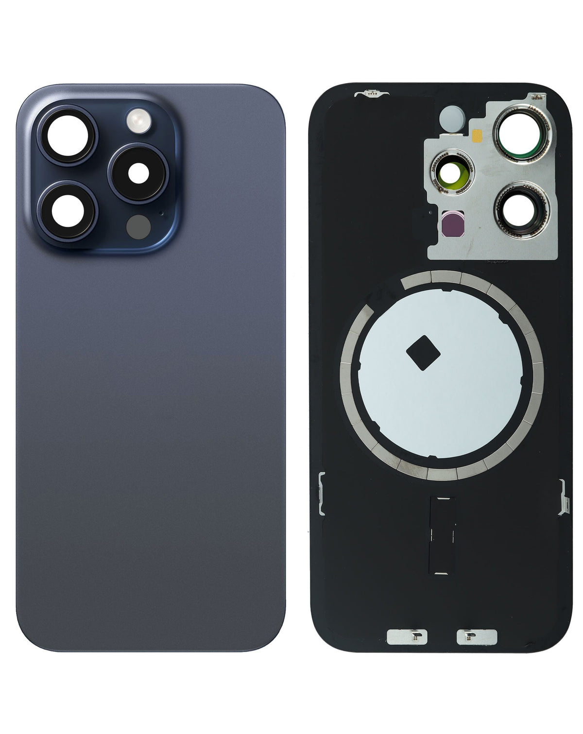 Back Glass with MagSafe Magnet for iPhone 15 Pro (NO LOGO) (BLUE TITANIUM)