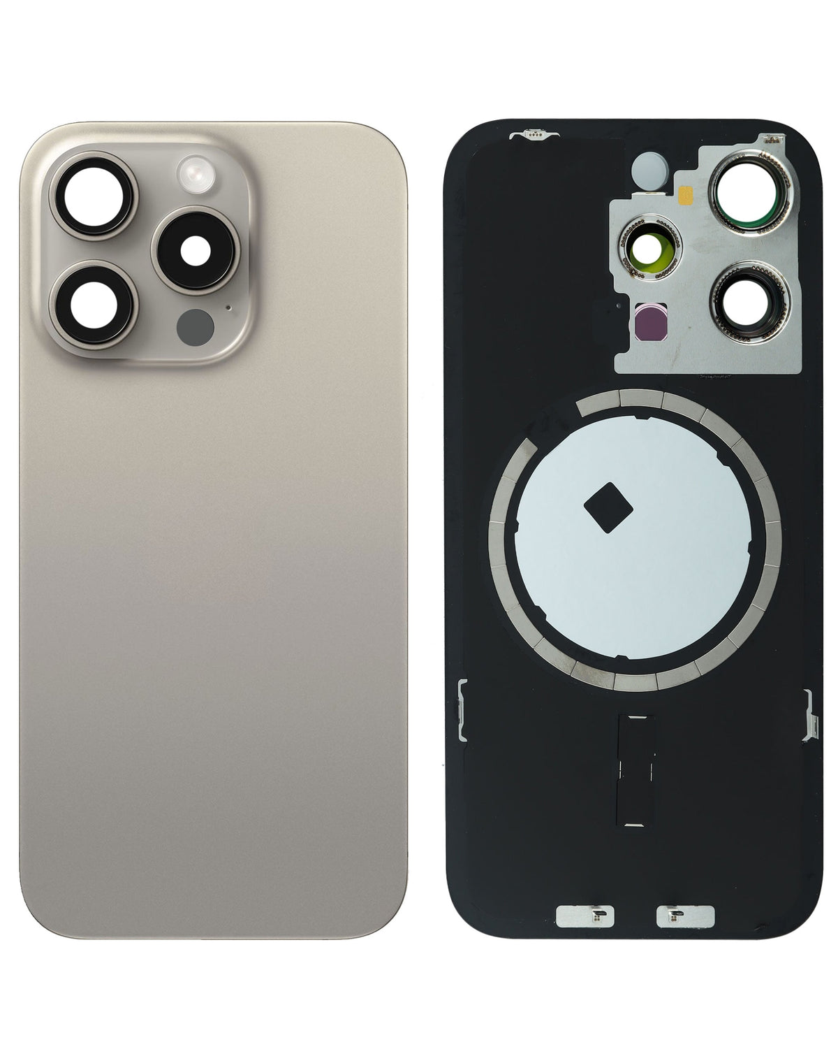 Back Glass with MagSafe Magnet for iPhone 15 Pro (NO LOGO) (NATURAL TITANIUM)