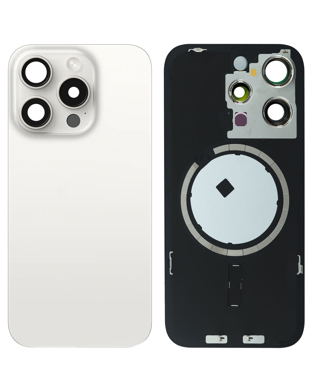 Back Glass with MagSafe Magnet for iPhone 15 Pro (NO LOGO) (WHITE TITANIUM)