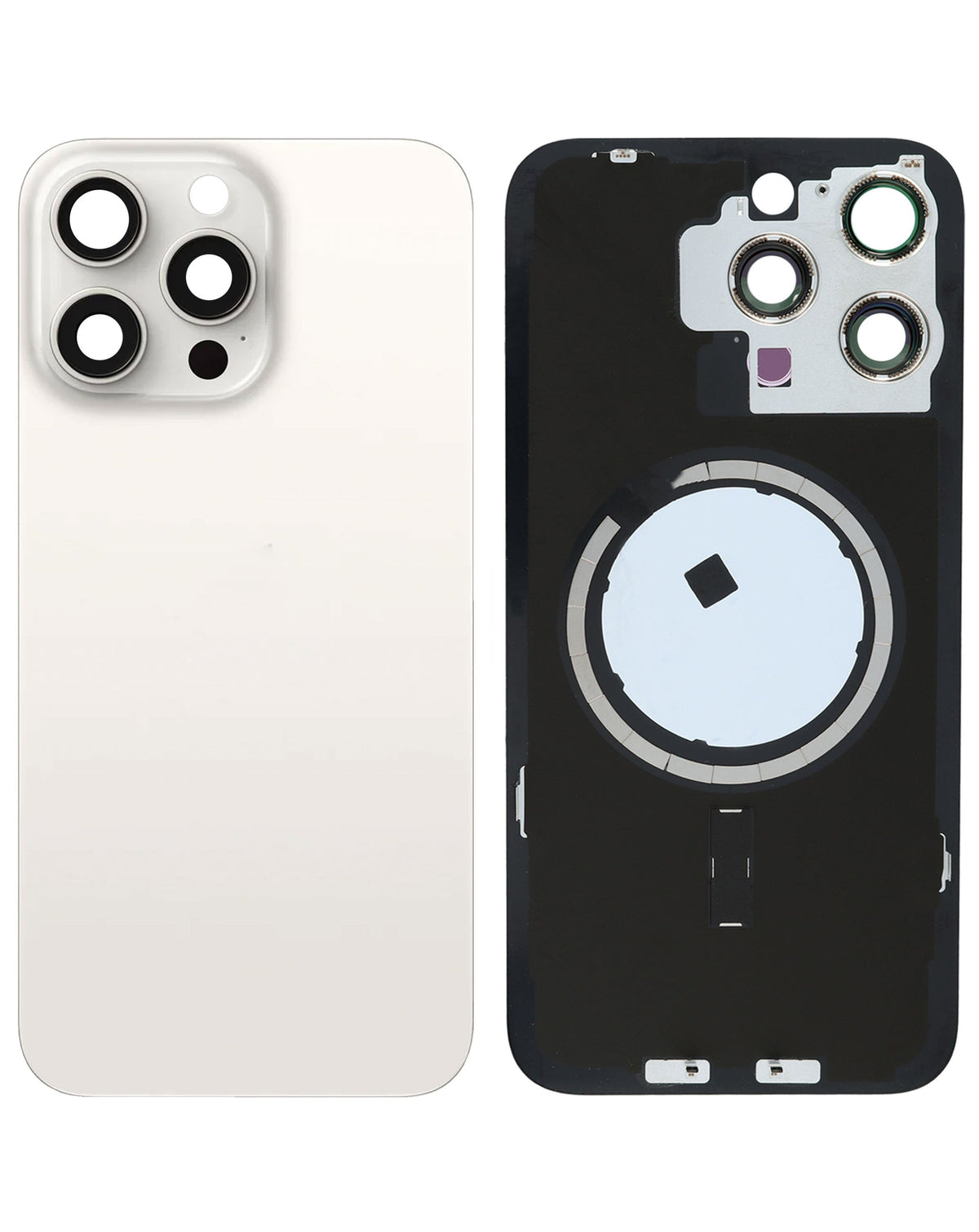 Back Glass with MagSafe Magnet for iPhone 15 Pro Max (NO LOGO) (WHITE TITANIUM)