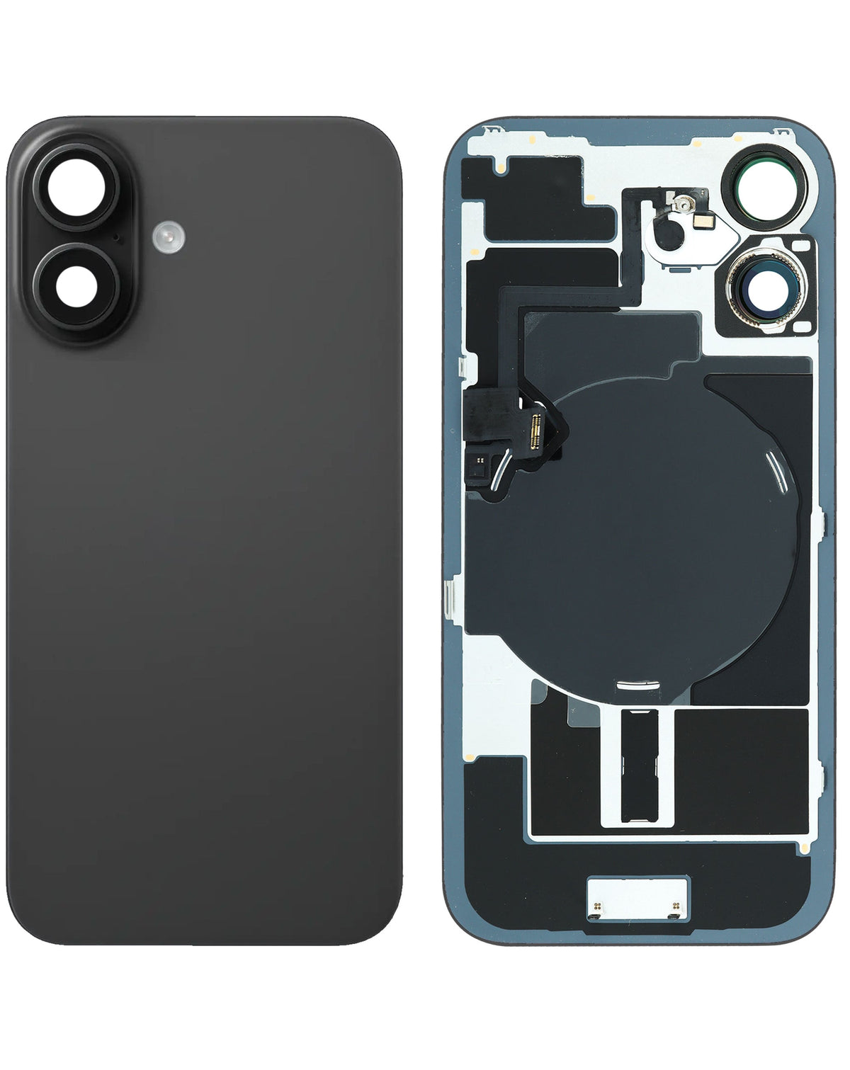 Back Glass with MagSafe Magnet & NFC & Flashlight Flex for iPhone 16 (NO LOGO) (BLACK)