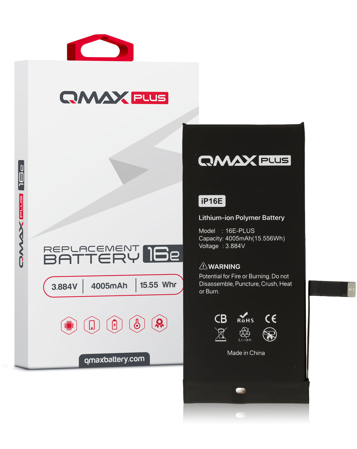 QMAX Plus Replacement Battery for iPhone 16e / 17e (4005mAh) (Only Ground Shipping)