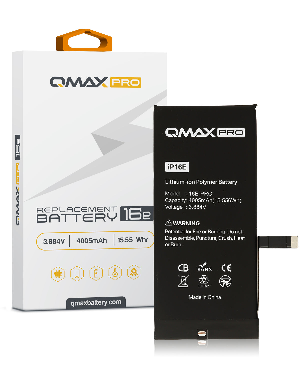 QMAX Pro Replacement Battery for iPhone 16e / 17e (4005 mAh) (Only Ground Shipping)