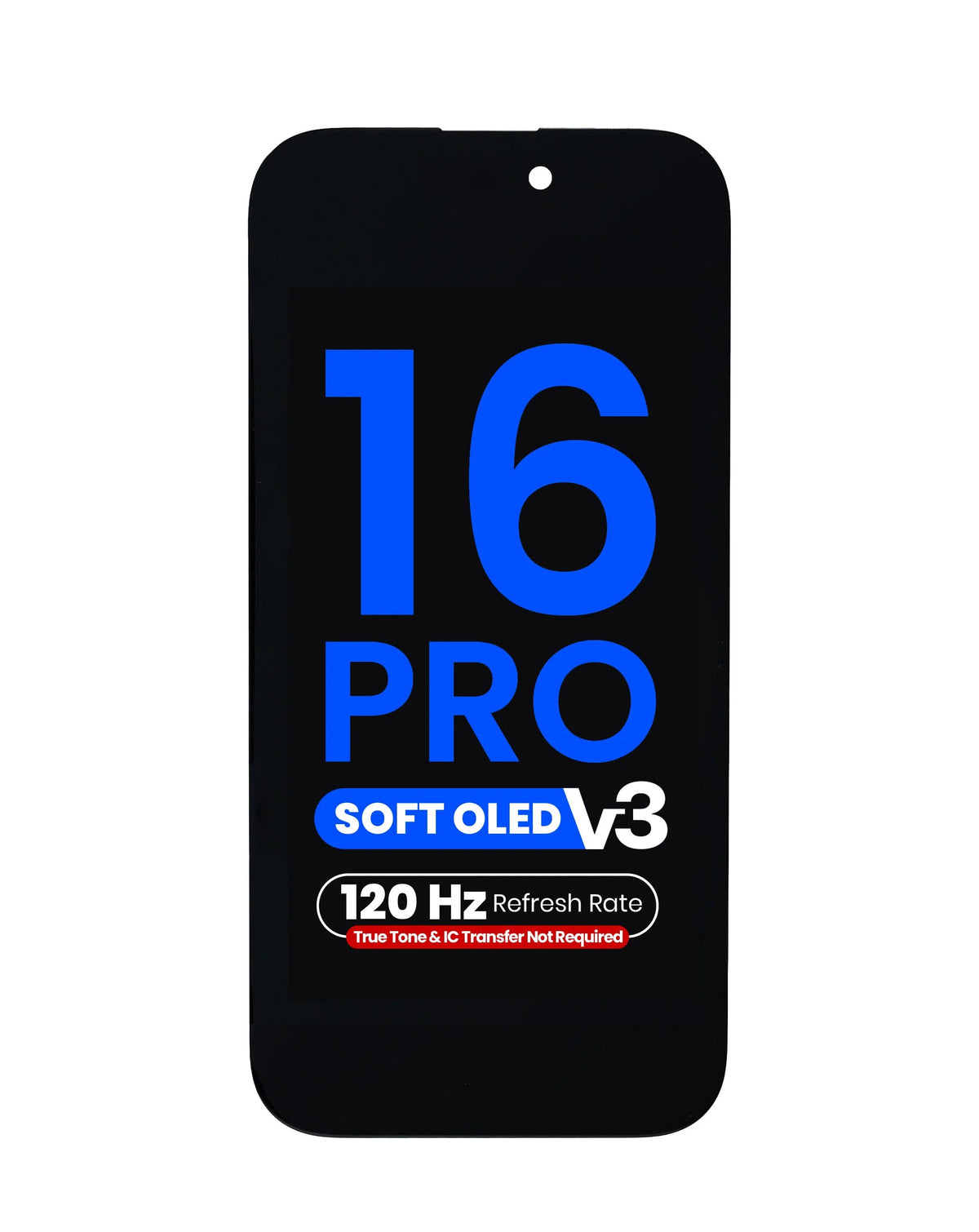 OLED Assembly for iPhone 16 Pro (True Tone Programming and IC Transfer NOT REQUIRED) (Aftermarket QV8 V3 / Soft / 120HZ)