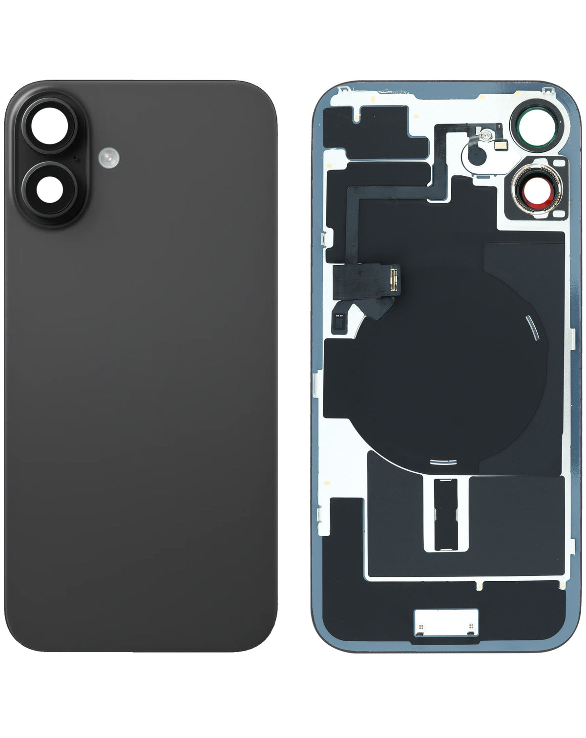 Back Glass with MagSafe Magnet & NFC & Flashlight Flex for iPhone 16 Plus (BLACK) (NO LOGO)