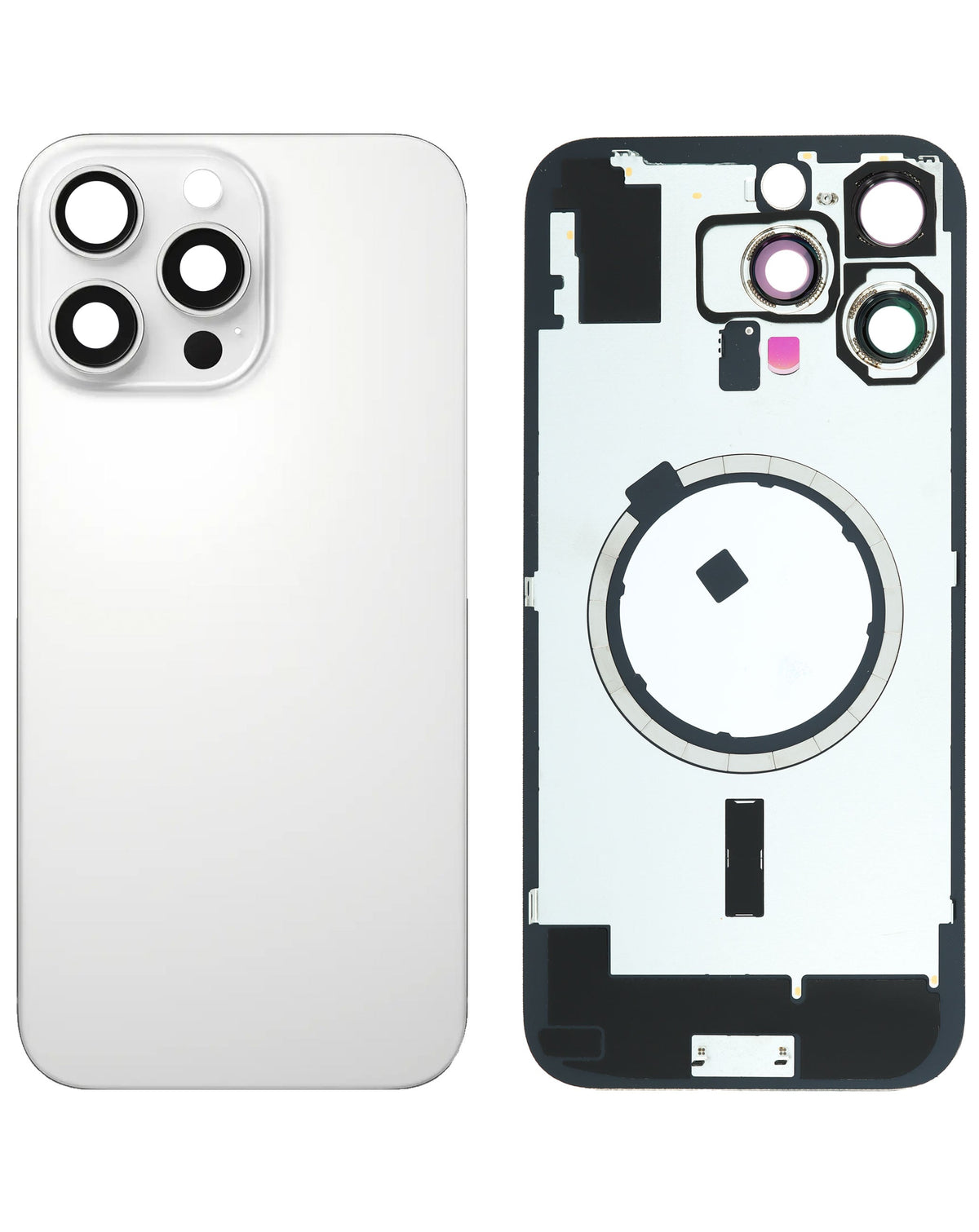 Back Glass with MagSafe Magnet for iPhone 16 Pro Max (NO LOGO) (WHITE TITANIUM)