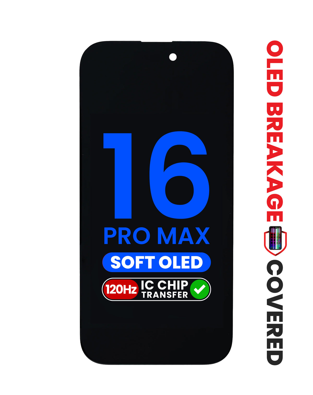 OLED Assembly for iPhone 16 Pro Max (Aftermarket Soft / QV8 / 120HZ) (IC Transfer Eligible) (Exclusive OLED Breakage Warranty)