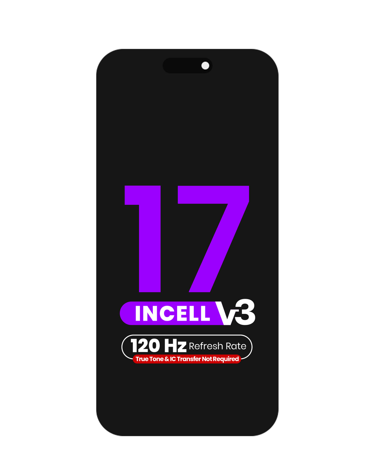 LCD Assembly for iPhone 17 (True Tone Programming and IC Transfer NOT REQUIRED) (Aftermarket Incell / QV7 V3 / 120HZ)