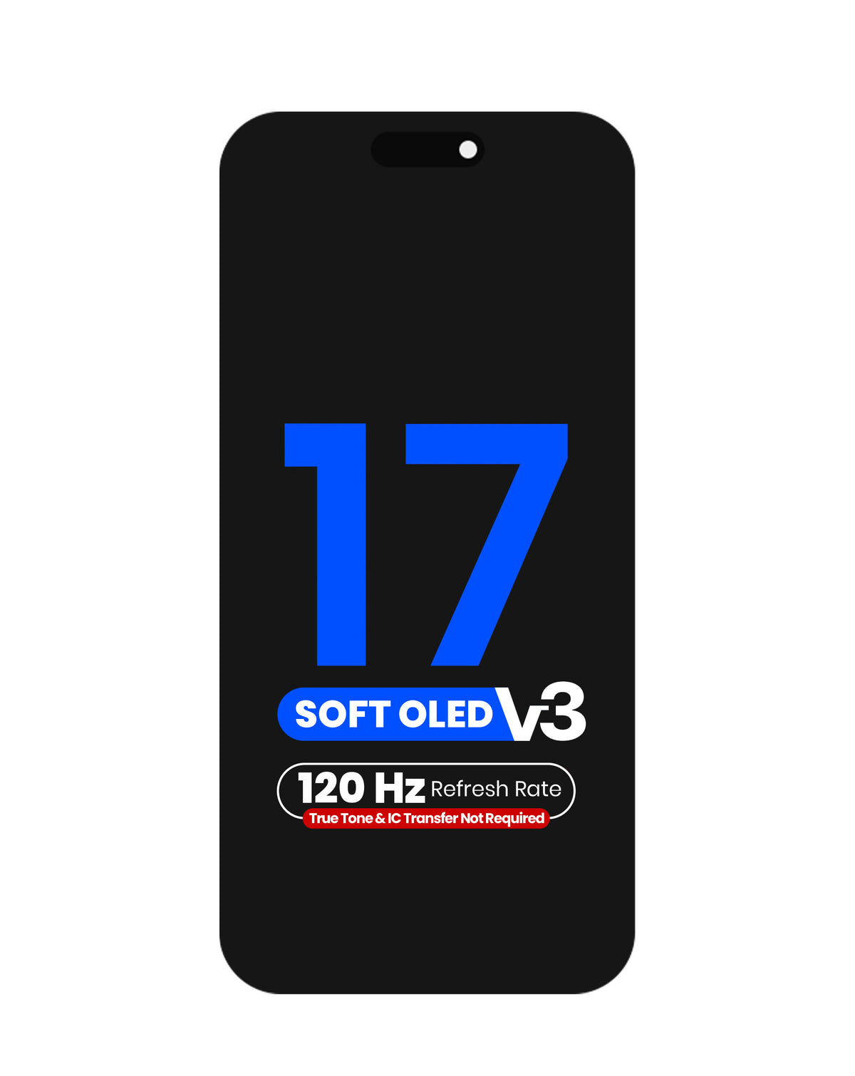 OLED Assembly for iPhone 17 (True Tone Programming and IC Transfer NOT REQUIRED) (Aftermarket QV8 V3 / Soft / 120HZ)