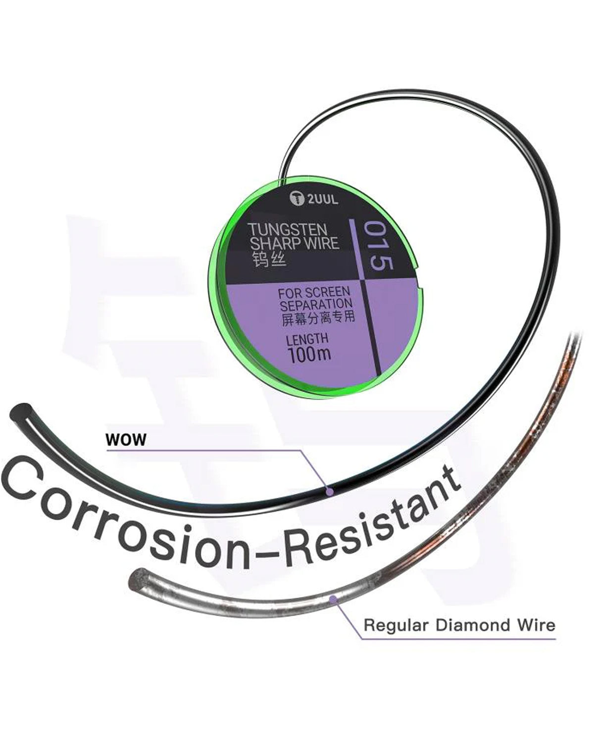 2UUL WS-035 Tungsten Sharp Wire for Screen Separation 100M 0.035mm (Pack of 5)