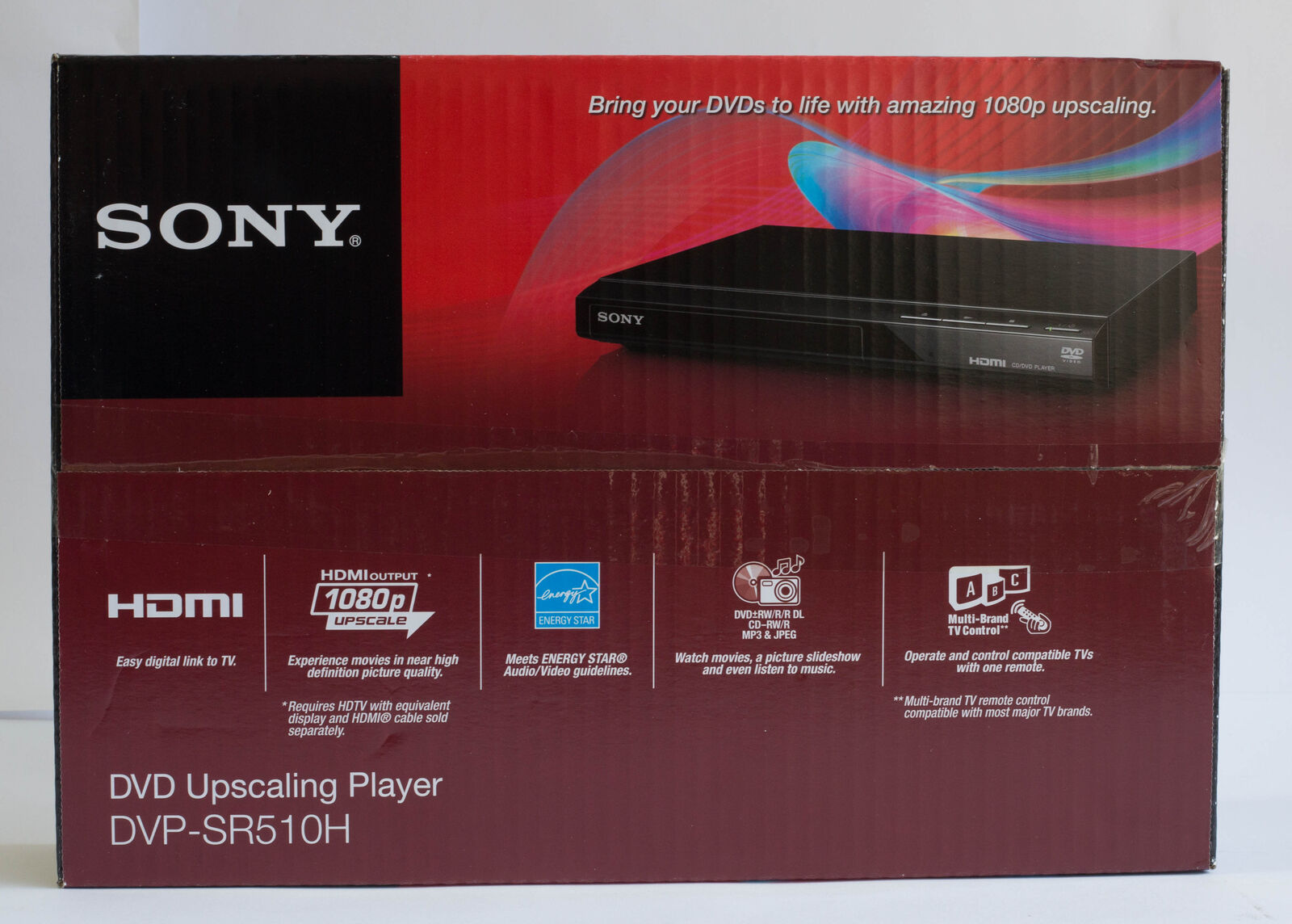 Sony DVP-SR510H Upscaling HDMI 1080p Full HD DVD Player with Remote Control image 0