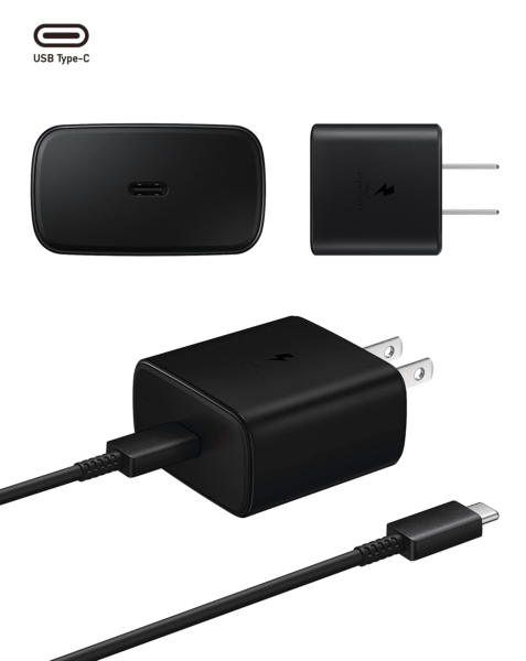 Super Fast USB-C Wall Adapter /w USB C-C Charging Cable (3ft) (45W) (BLACK) (Only Ground Shipping)