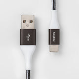 Heyday USB-C to USB-A Braided Cable 6ft - Black/White/Gunmetal image 0