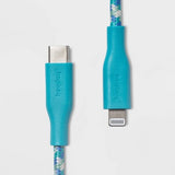 Heyday 6' Lightning to USB-C Braided Cable - Ocean Teal image 0