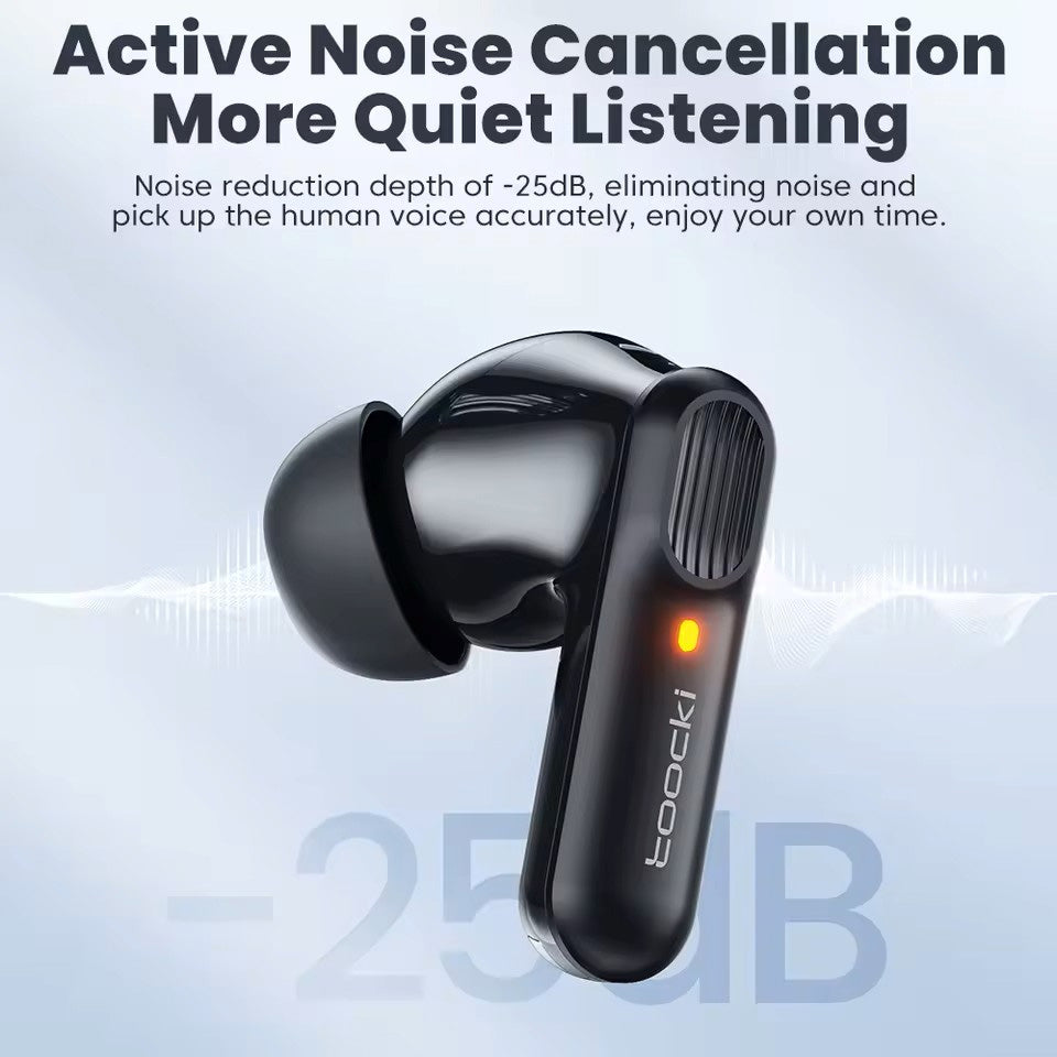 Toocki Hi-Fi Active Noice Cancelling Earbuds (BLACK) (Only Ground Shipping)