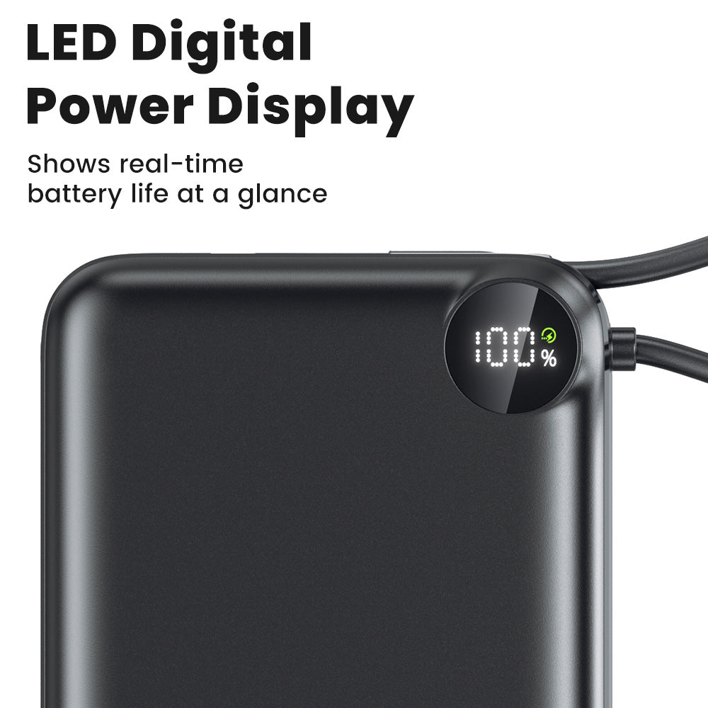 Toocki Power Bank with Built-In Cable and LCD Indicator (20000 mAh / 22.5W) (Only Ground Shipping)