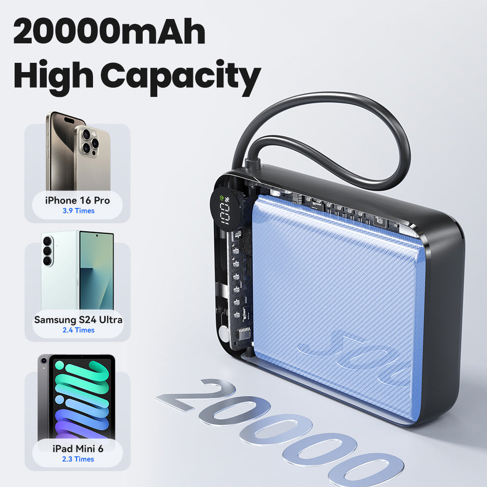 Toocki Power Bank with Built-In Cable and LCD Indicator (20000 mAh / 22.5W) (Only Ground Shipping)