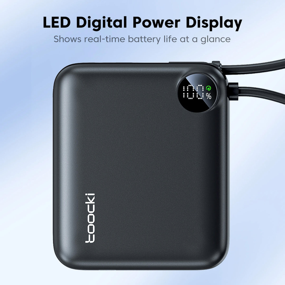 Toocki Power Bank with Built-In Cable and LCD Indicator (10000 mAh / 22.5W) (Only Ground Shipping)
