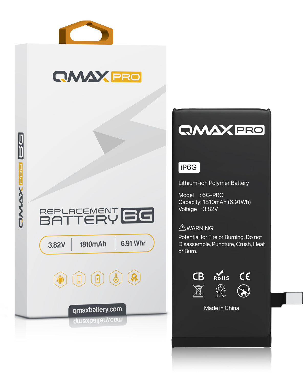 QMAX Pro Replacement Battery for iPhone 6 (1810 mAh) (Only Ground Shipping)