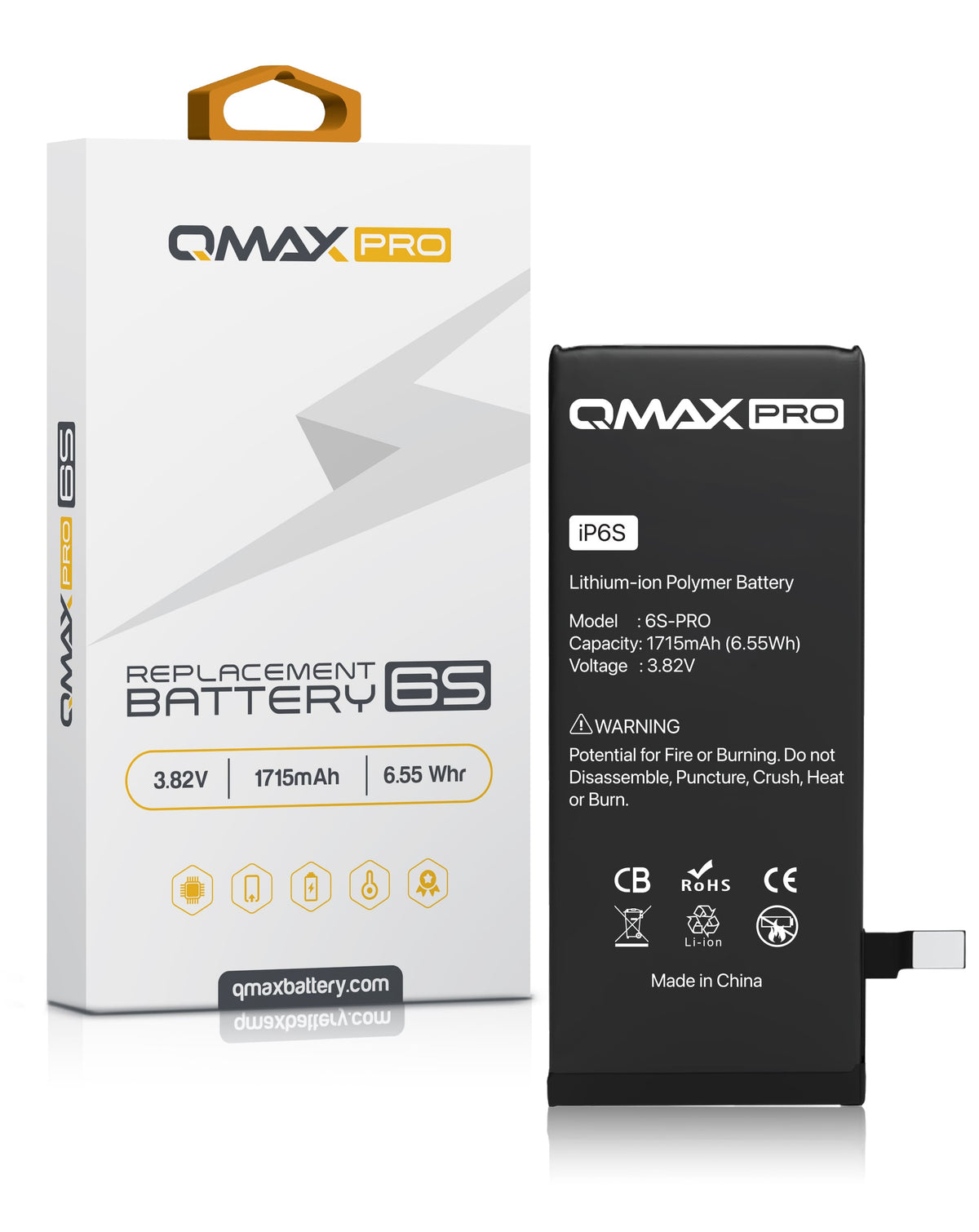 QMAX Pro Replacement Battery for iPhone 6S (1715 mAh) (Only Ground Shipping)