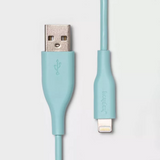 Heyday 3' Lighting USB-A Round PVC Cable - Light Teal image 0