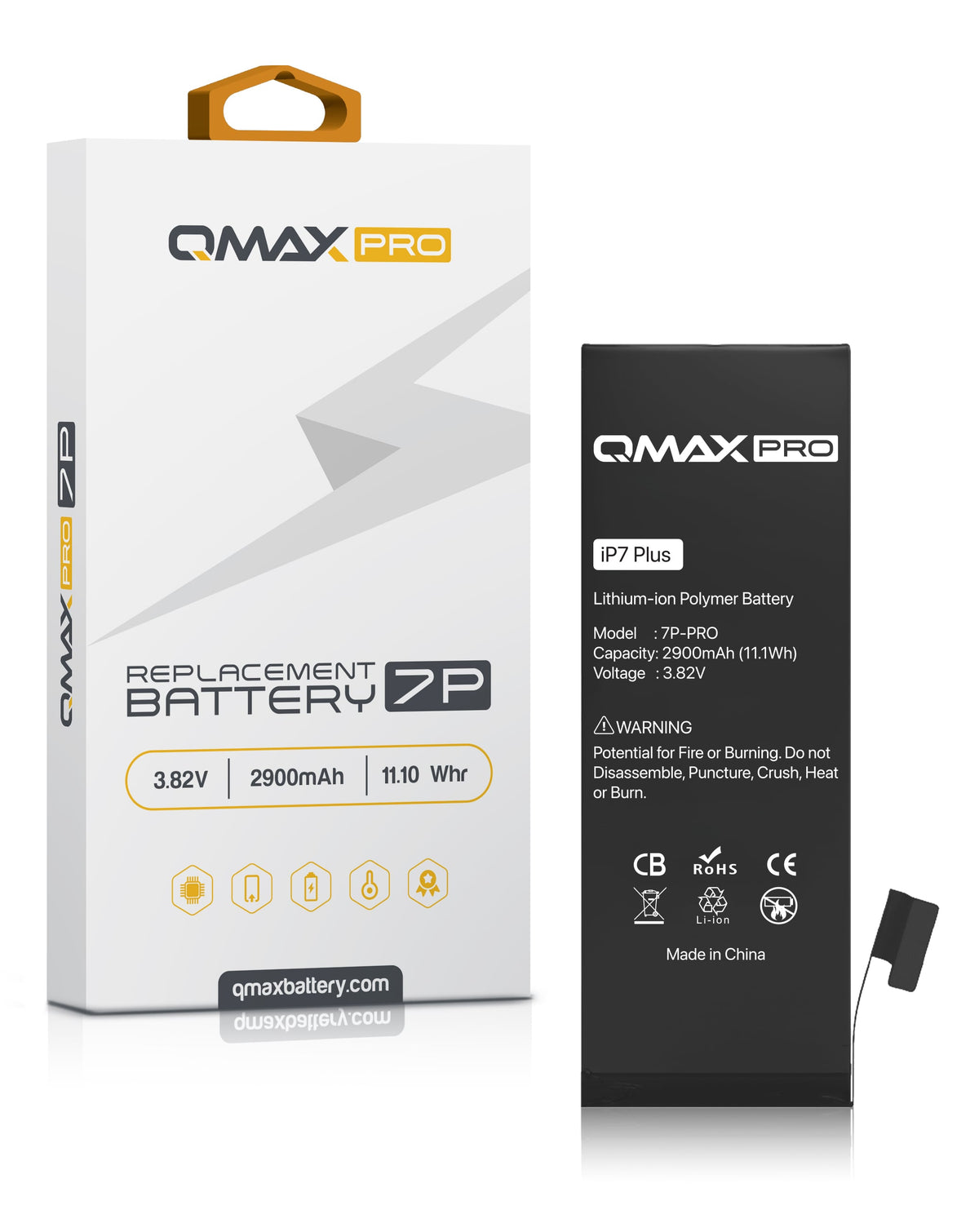 QMAX Pro Replacement Battery for iPhone 7 Plus (2900 mAh) (Only Ground Shipping)