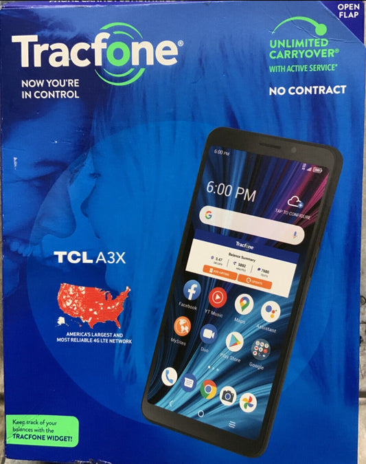 Tracfone Alcatel TCL A3X, 32GB, Black image 0
