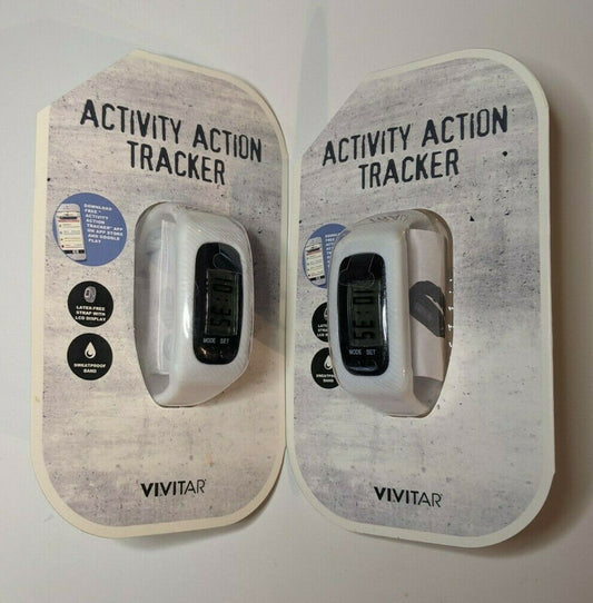 Set of 2 New Vivitar Activity Action Trackers, Calories Steps Distance, with App image 0