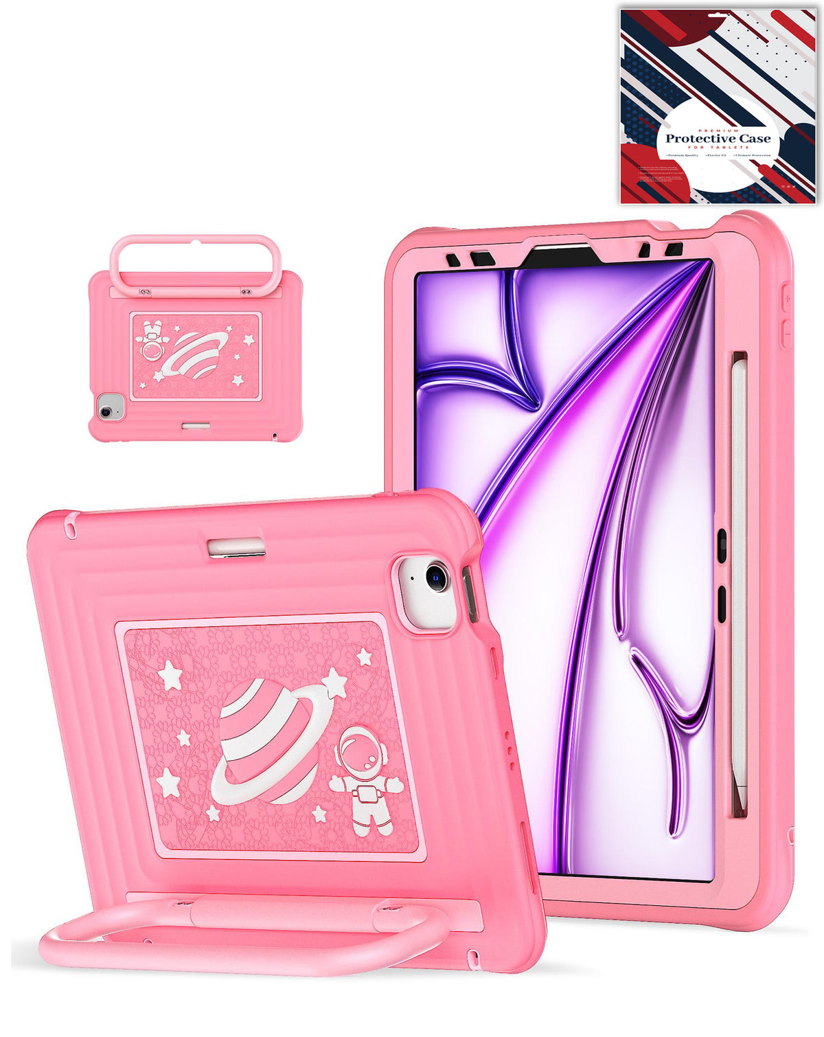 Kids SpaceGrip Tablet Case with Handle Stand (BLUE) for iPad 10 2022 (10.9") / iPad 11 (A16) / Air 11 (2024/2025/2026) / Air 4 / Air 5 / Pro 11 (All Models) (Only Ground Shipping)