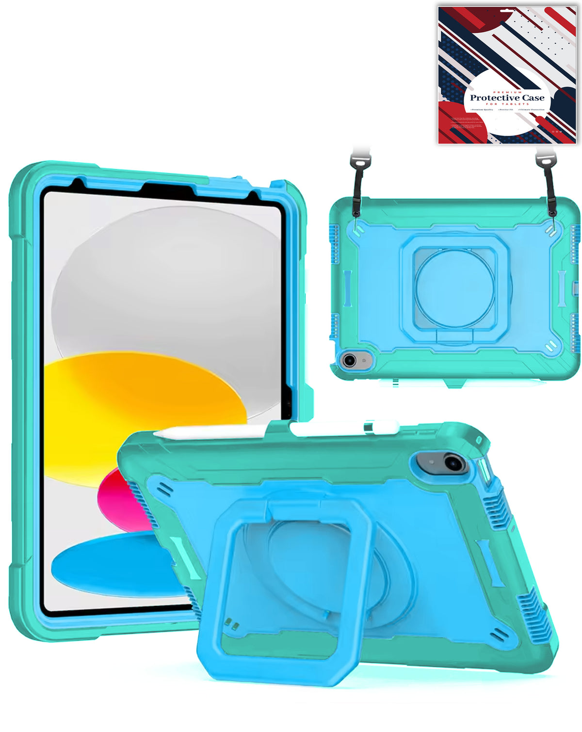Full Body Protection Case with Square Kickstand (LIGHT BLUE) for iPad Air 11 (2024 / 2025 / 2026) / Air 4 / Air 5 / Pro 11 (All Models) (Only Ground Shipping)