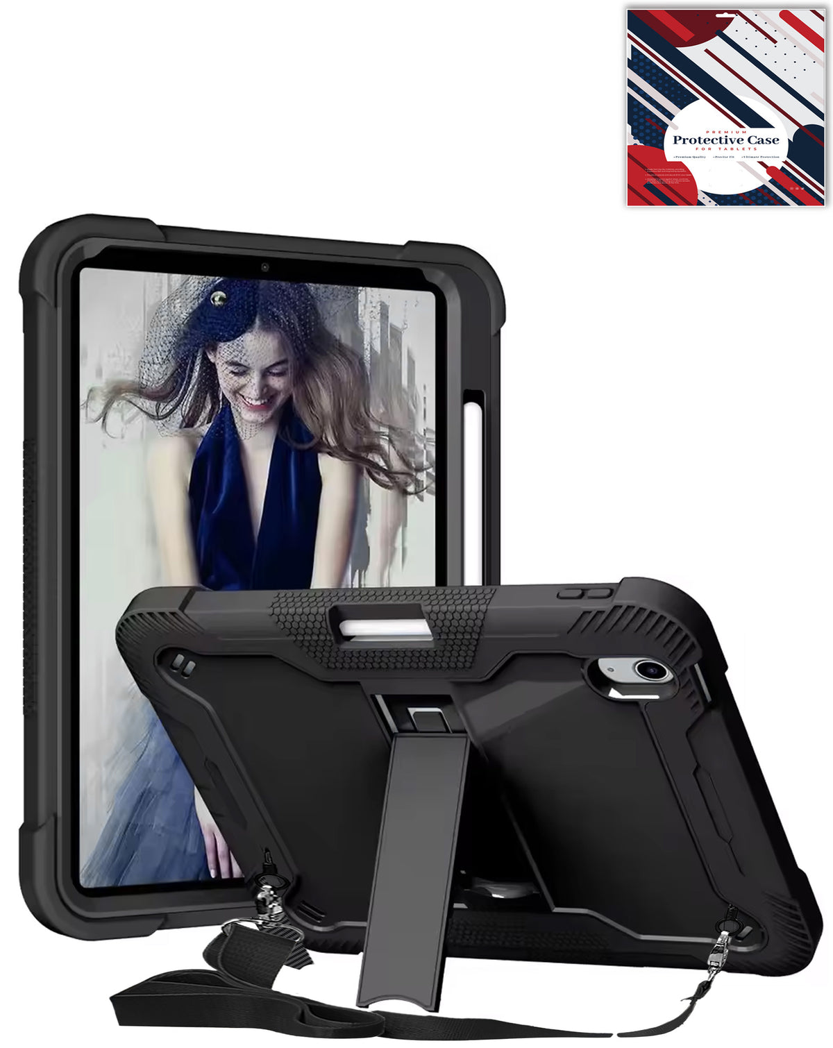 TriShield Tablet Case with Kickstand (BLACK) for iPad Air 6 / Air 7 / Air 13 (2024/2025) / Pro 13 (2024/2025) / Pro 12.9 (3rd/4th/5th/6th) (Only Ground Shipping)