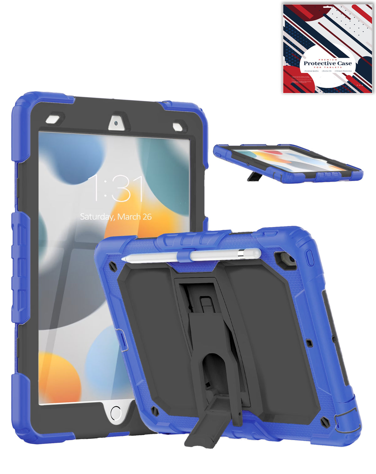 Heavy Duty Shockproof Tablet Case with Kickstand (BLUE) for iPad 10.2" (7th / 8th / 9th) / Air 3 / Pro 10.5 (Only Ground Shipping)