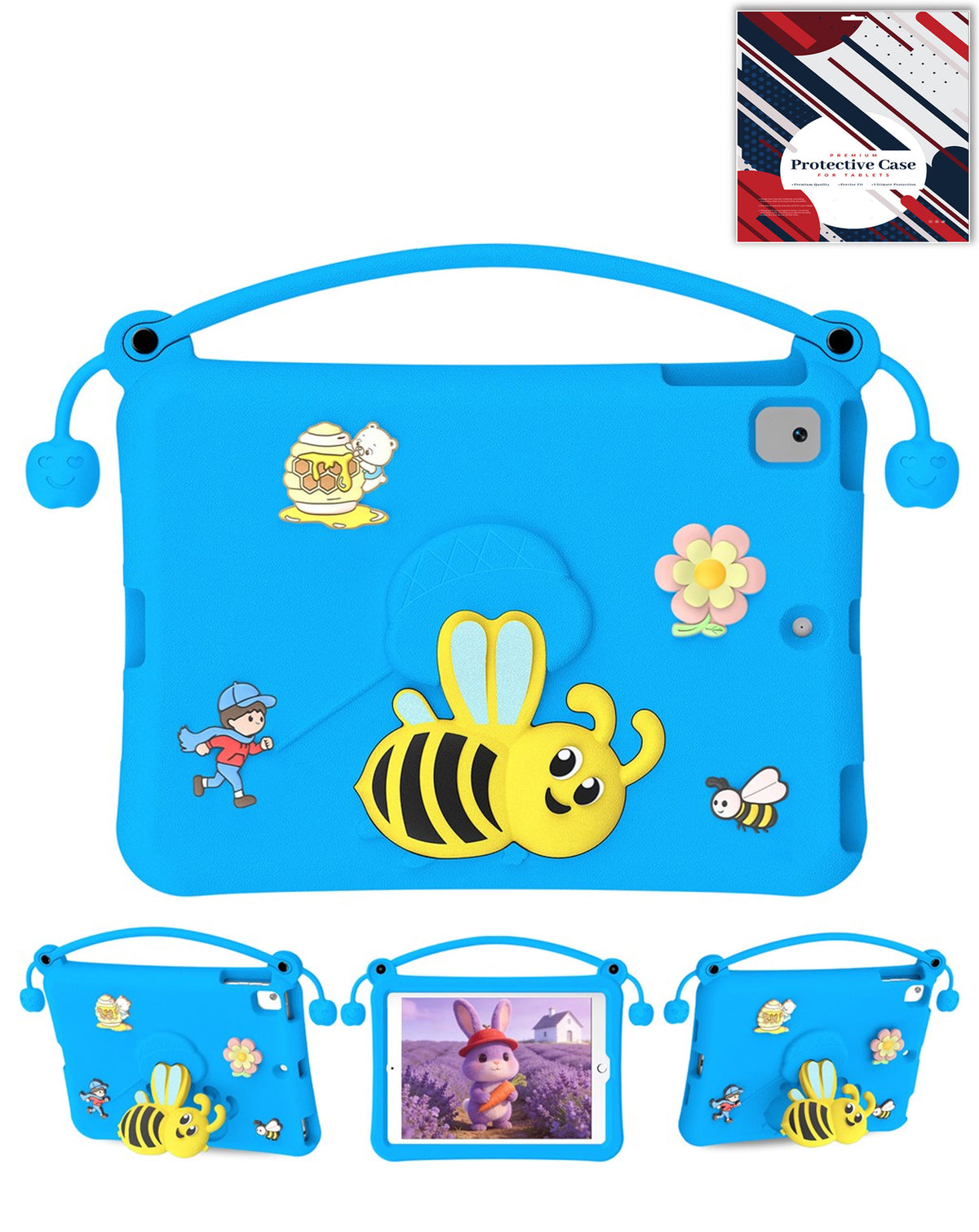 Kids Shockproof Tablet Case with Bee Handle Stand (BLUE) for iPad 10.2" (7th / 8th / 9th) / Air 3 / Pro 10.5 (Only Ground Shipping)