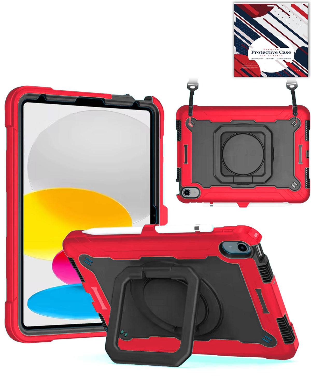 Full Body Protection Case with Square Kickstand (RED & BLACK) for iPad 10.2" (7th / 8th / 9th) / Air 3 / Pro 10.5 (Only Ground Shipping)