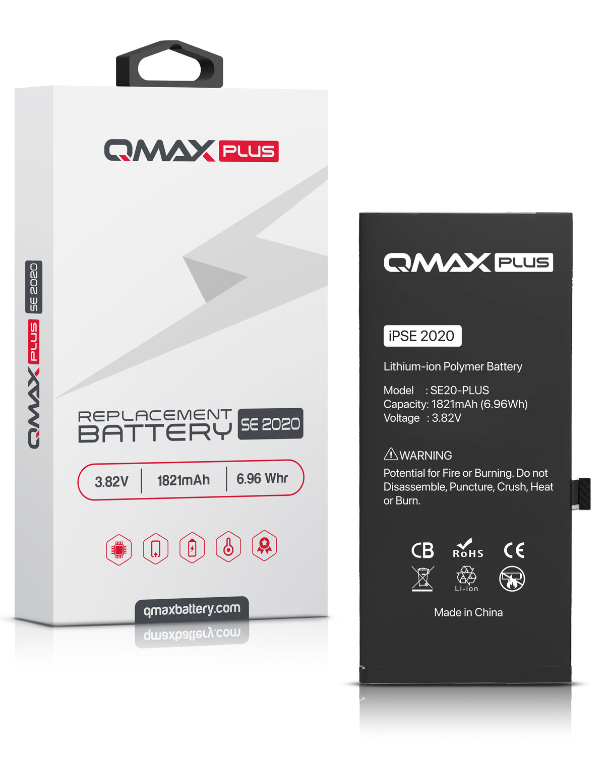 QMAX Plus Replacement Battery for iPhone SE 2020 (1821 mAh) (Only Ground Shipping)